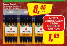 Rede Supermarket Escova Dental Swisscare Média ou Macia C/ 5 Unidades oferta