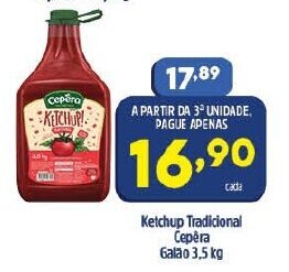 Arena Atacado Ketchup Tradicional Cepera Galao 3.5kg oferta