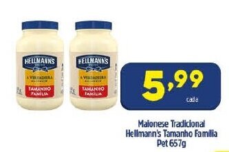Arena Atacado Maionese Tradicional Hellmann's Tamanho Familia Pet 657g oferta