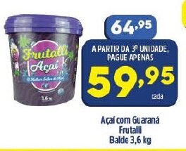 Arena Atacado Acai com Guarana Frutalli balde 3.6kg oferta