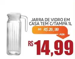 Economart Atacadista Jarra de vidro em casa tem c/tampa 1l oferta