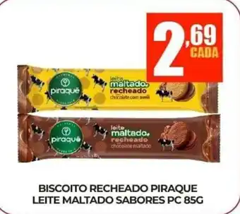Biscoito recheado piraque leite maltado sabores
