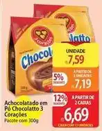 Atacadão 3 corações - achocolatado em pó chocolatto oferta