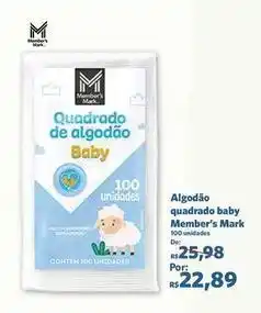 Sam's Club Member's mark - algodão quadrado baby oferta