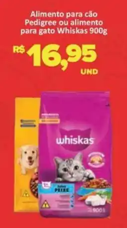 Paulistão Supermercados Alimento para cão Pedigree ou alimento para gato Whiskas oferta