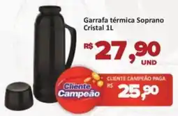 Paulistão Supermercados Garrafa térmica Soprano Cristal oferta