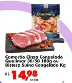 Big Box Camarão Cinza Congelado Qualimar 30/50 ou Bisteca Suína Congelada oferta