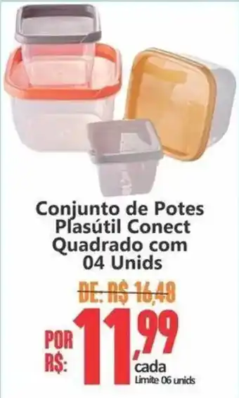 Conjunto de Potes Plasútil Conect Quadrado