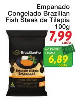 Chama Supermercados Empanado Congelado Brazilian Fish Steak de Tilapia oferta