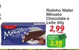 Chama Supermercados Rolinho wafer minueto chocolate e leite oferta