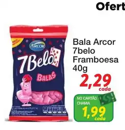 Chama Supermercados Bala Arcor 7belo Framboesa oferta