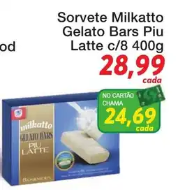 Chama Supermercados Sorvete Milkatto Gelato Bars Piu Latte oferta
