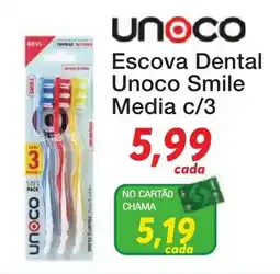 Chama Supermercados Escova Dental Unoco Smile Media c/3 oferta
