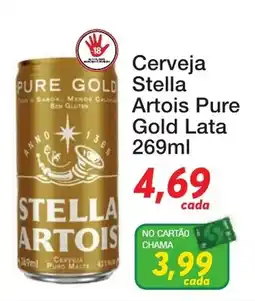 Chama Supermercados Cerveja Stella Artois Pure Gold Lata oferta