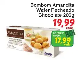 Chama Supermercados Bombom amandita wafer recheado chocolate oferta