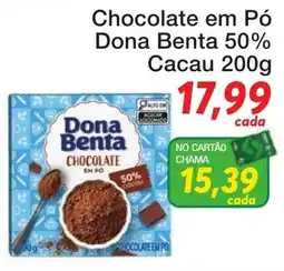 Chama Supermercados Chocolate em pó dona benta 50% cacao oferta