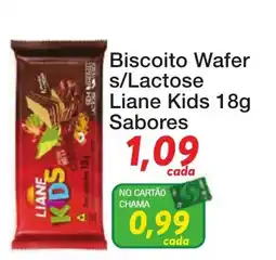 Chama Supermercados Biscoito Wafer s/Lactose Liane Kids 18g Sabores oferta