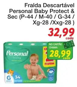 Chama Supermercados Fralda descartável personal baby protect & sec oferta