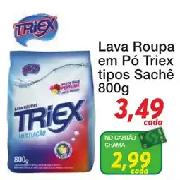 Chama Supermercados Lava Roupa em Pó Triex tipos Sachê oferta