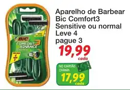 Chama Supermercados Aparelho de Barbear Bic Comfort3 oferta