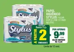 Santo Supermercados Papel higiênico stylus folha dupla 20m 12 unid neutro oferta