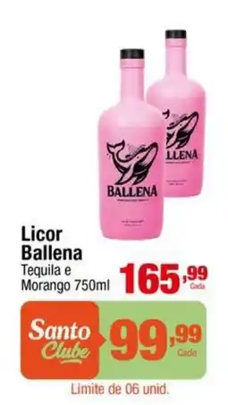 Santo Supermercados Licor Ballena Tequila e Morango oferta