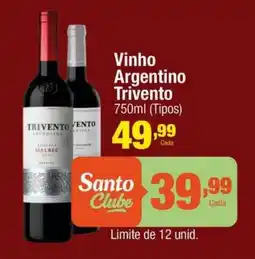 Santo Supermercados Vinho Argentino Trivento oferta