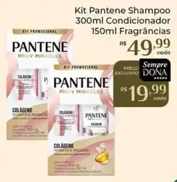 Dona de Casa Kit pantene shampoo 300ml condicionador 150ml fragrâncias oferta