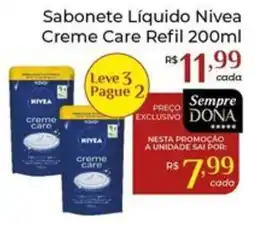 Dona de Casa Sabonete Líquido Nivea Creme Care Refil oferta
