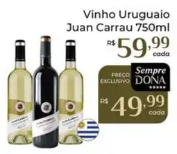 Dona de Casa Vinho Uruguaio Juan Carrau oferta