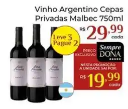 Dona de Casa Vinho Argentino Cepas Privadas Malbec oferta