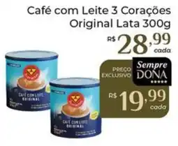 Dona de Casa Café com Leite 3 Corações Original oferta