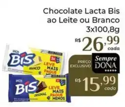 Dona de Casa Chocolate Lacta Bis ao Leite ou Branco oferta