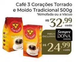Dona de Casa Café 3 Corações Torrado e Moído Tradicional oferta