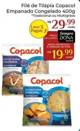 Dona de Casa Filé de tilápia copacol empanado congelado oferta