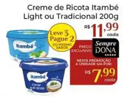 Dona de Casa Creme de Ricota Itambé Light ou Tradicional oferta