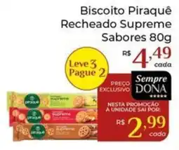 Dona de Casa Biscoito Piraquê Recheado Supreme Sabores oferta