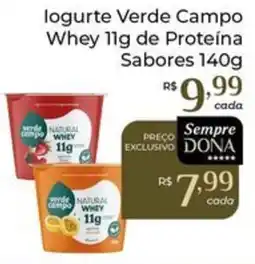 Dona de Casa Iogurte verde campo whey 11g de proteína sabores oferta