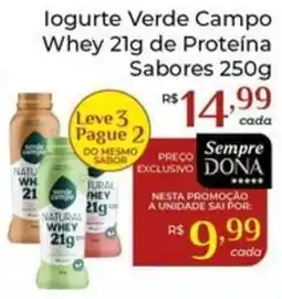 Dona de Casa Iogurte Verde Campo Whey 21g de Proteína Sabores oferta