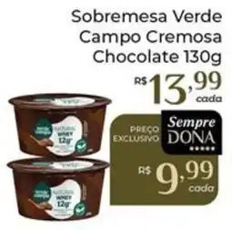 Dona de Casa Sobremesa Verde Campo Cremosa Chocolate oferta