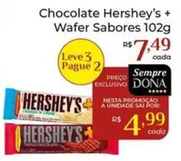 Dona de Casa Chocolate hershey's + wafer sabores oferta