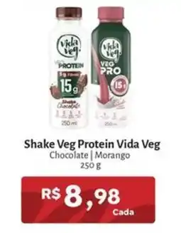 Novo Atacarejo Shake Veg Protein Vida Veg Chocolate Morango oferta