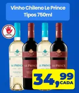 X Supermercados vinho chileno le prince tipos 750ml oferta