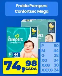 X Supermercados Fralda Pampers Confortsec Mega oferta