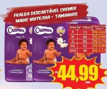 Fralda descartável cremer magic noite/dia - tamanhos