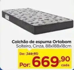 Carrefour Colchão de espuma ortobom solteiro, cinza oferta
