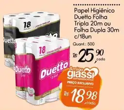 Giassi Supermercados Papel Higiênico Duetto Folha Tripla 20m ou Folha Dupla 30m oferta