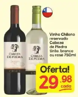 Supermercados Princesa Vinho chileno reservado cabeza de piedra tinto, branco ou rosé oferta