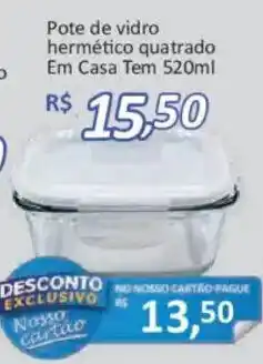 Supermercados Savegnago Pote de vidro hermético quadrado oferta