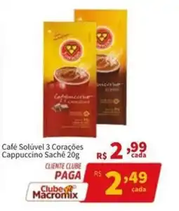 Macromix Atacado Café Solúvel 3 Corações Cappuccino Sachê oferta